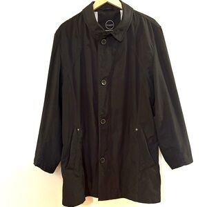 Bugatti Men's Black Single-Breasted Trench Coat, Sz 44R